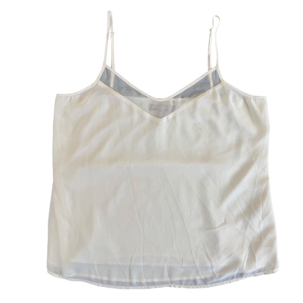 Banana Republic Sheer Panel Camisole Tank Top Sz 10 Ivory Lined Adjustable FA14